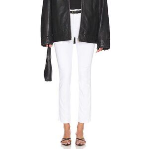Good American Good Leg Straight Cropped Fringed White Denim